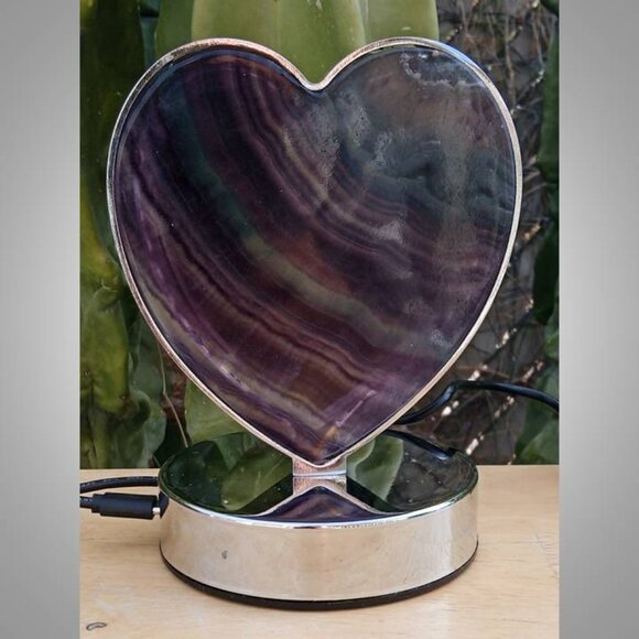 RAINBOW FLUORITE LAMP with 3 different light settings HEART 01 112325 - Picture 3 of 10